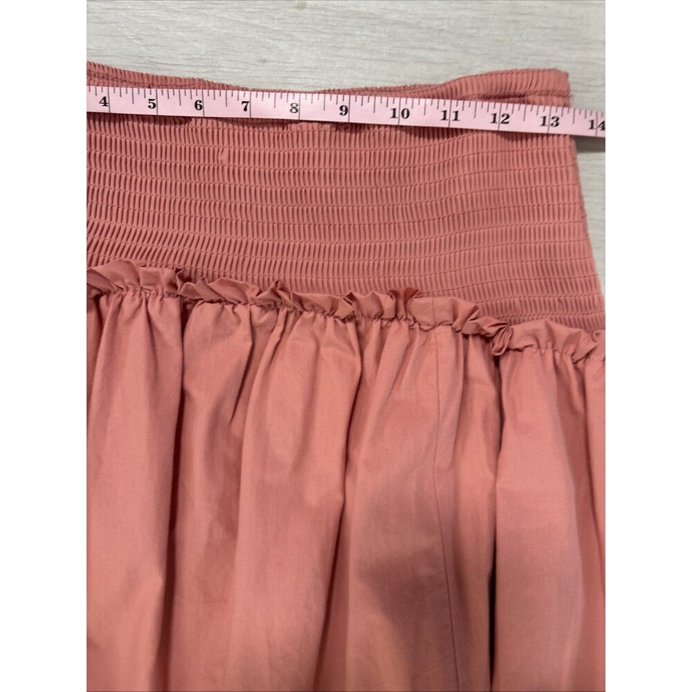 By Anthropologie Smocked Yoke Maxi Skirt Side Slit Spring Size S. MSRP $138 - Picture 7 of 8